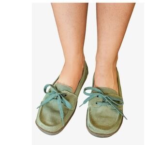 L.E.I Vintage‎ Green Suede Loafer Shoes Flats